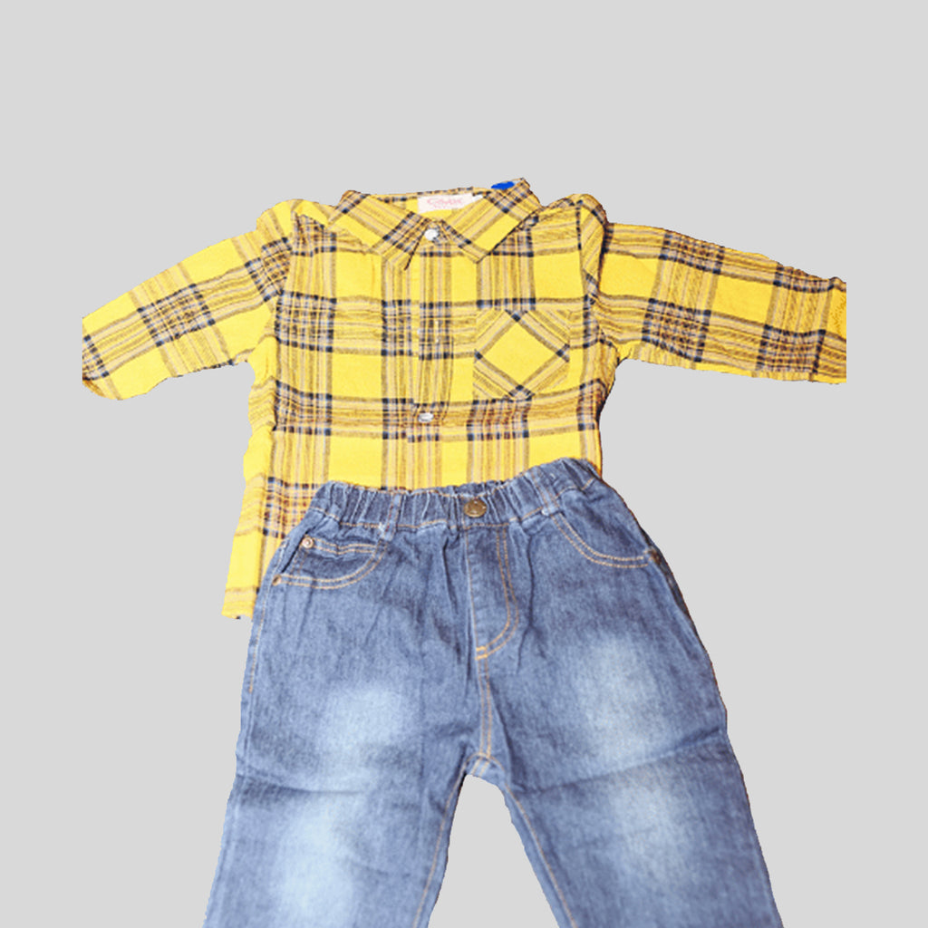 2 piece yellow plaid top and bottom set image 0