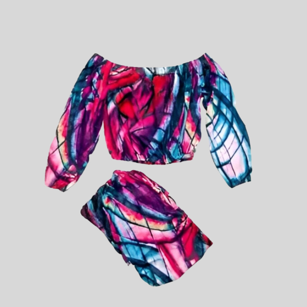 Two Piece Colorful Summer Dress Set image 4