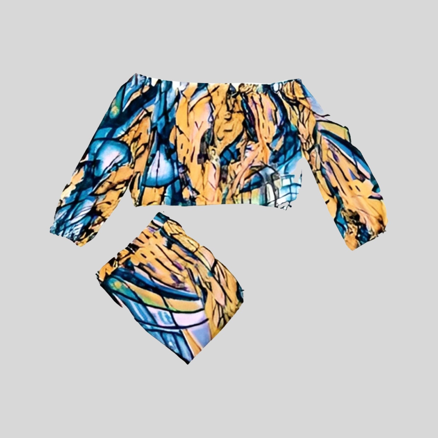 Two Piece Colorful Summer Dress Set image 3