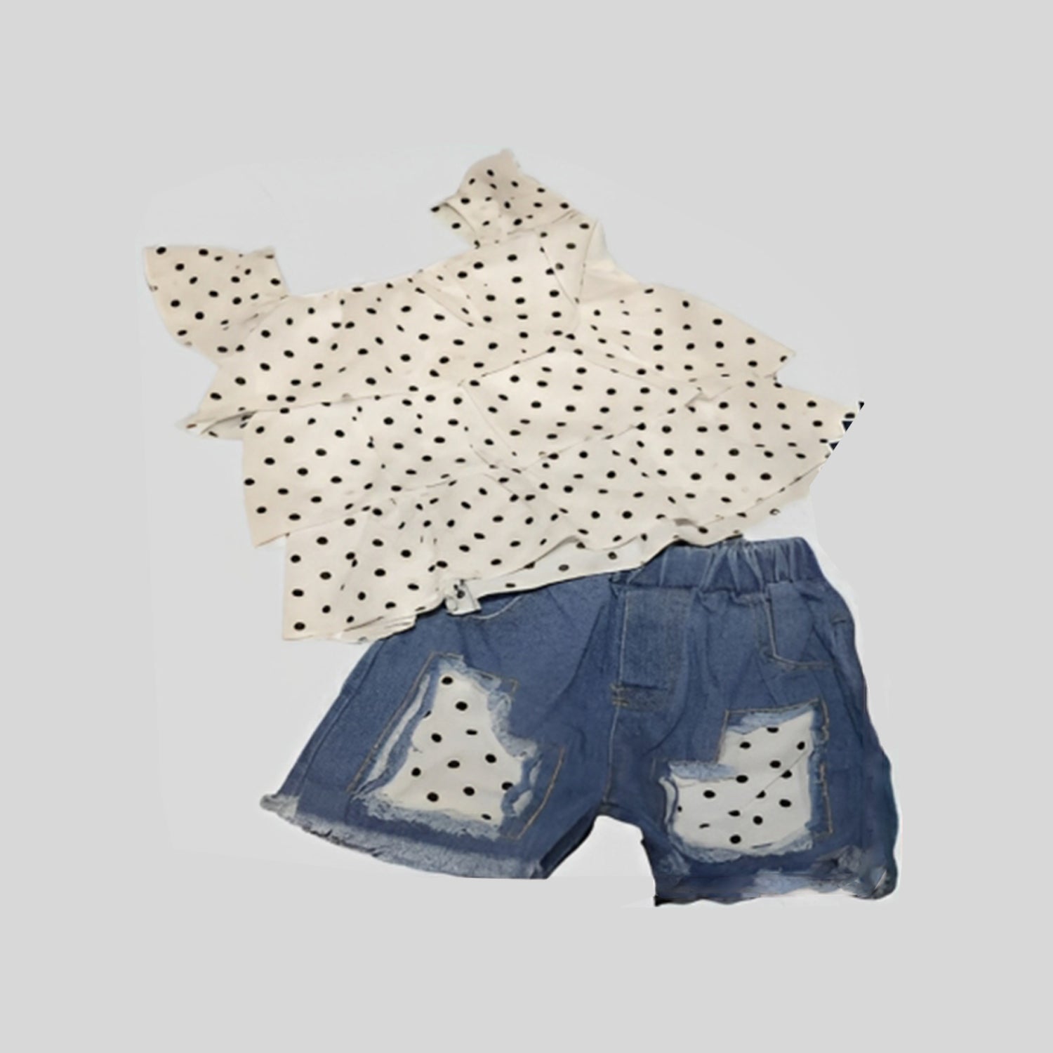 Toddlers Girls Pock dotted Short sets image 2