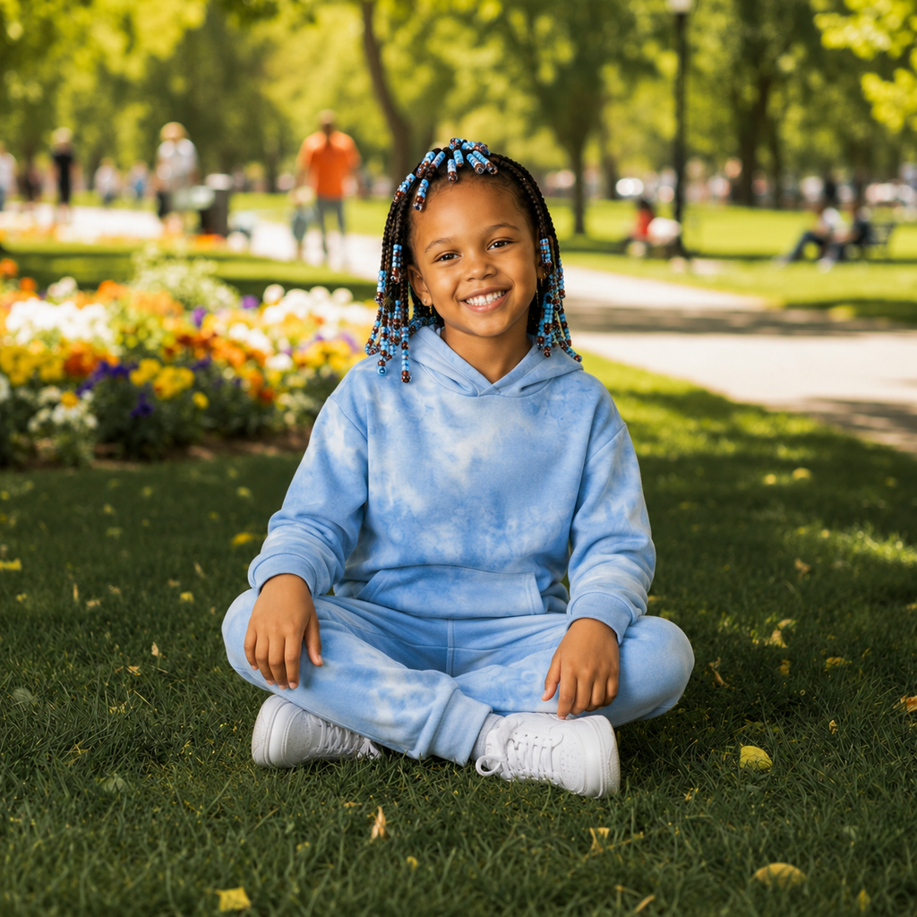 2 piece girl blue tye dye hoodie