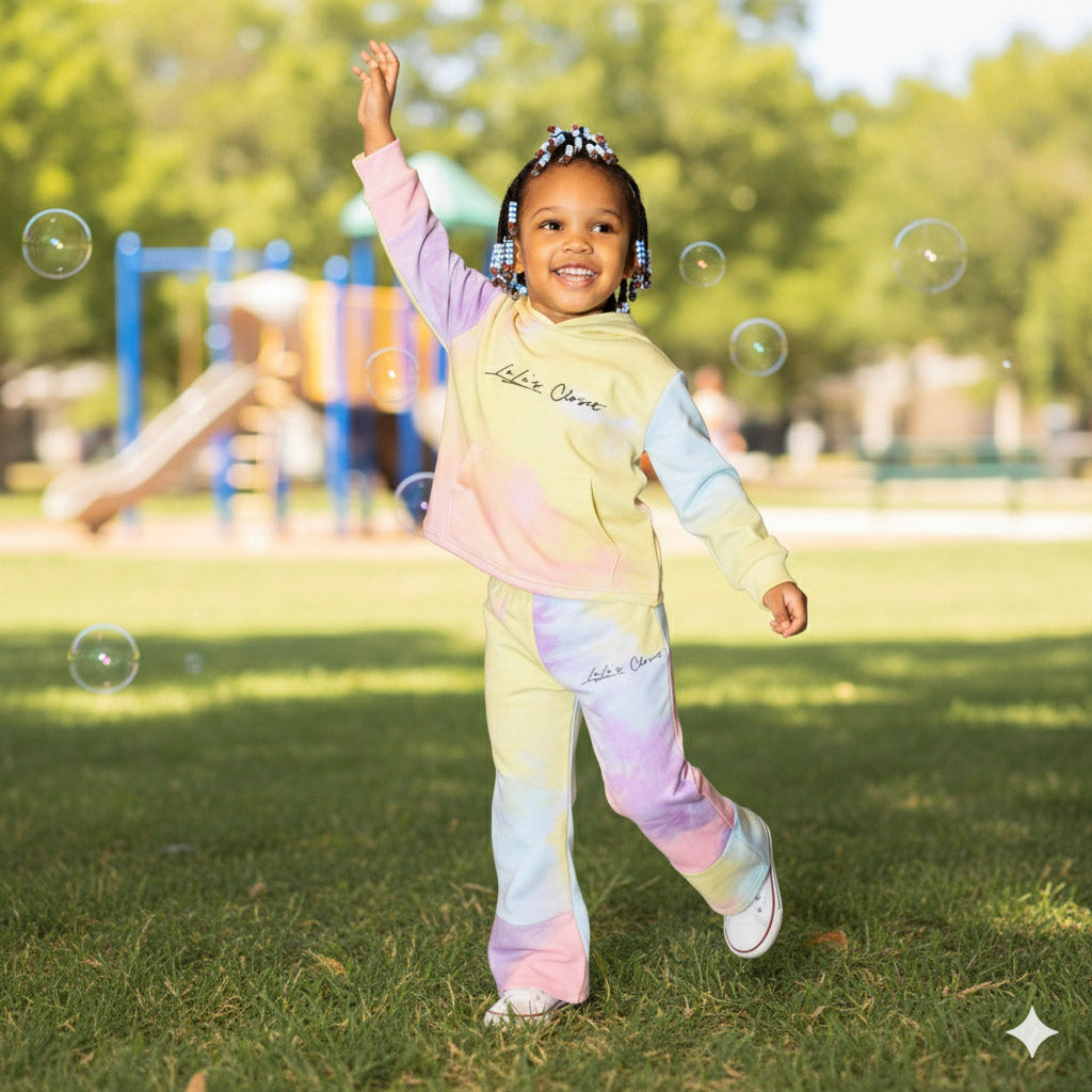 2 piece colorful tye dye hoodie set