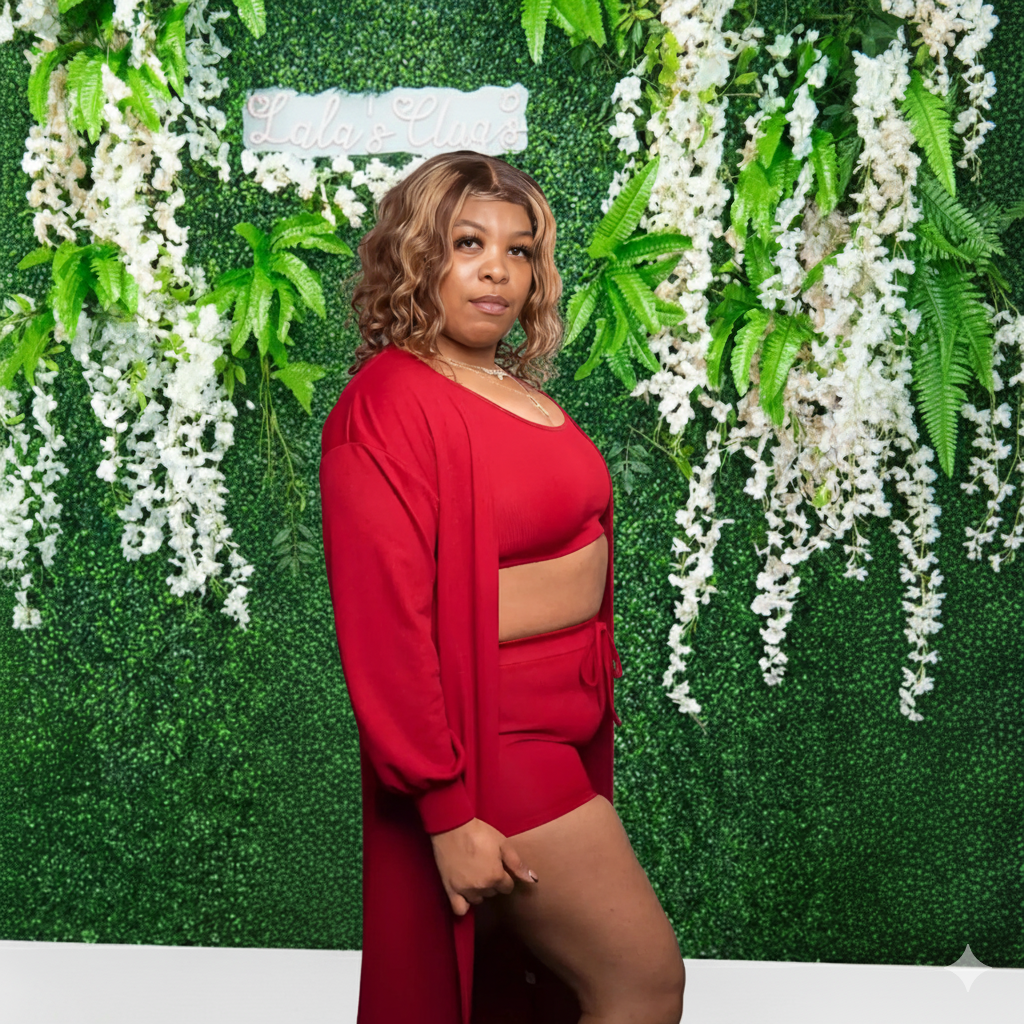 Solid Color Three Piece Women Shorts Set