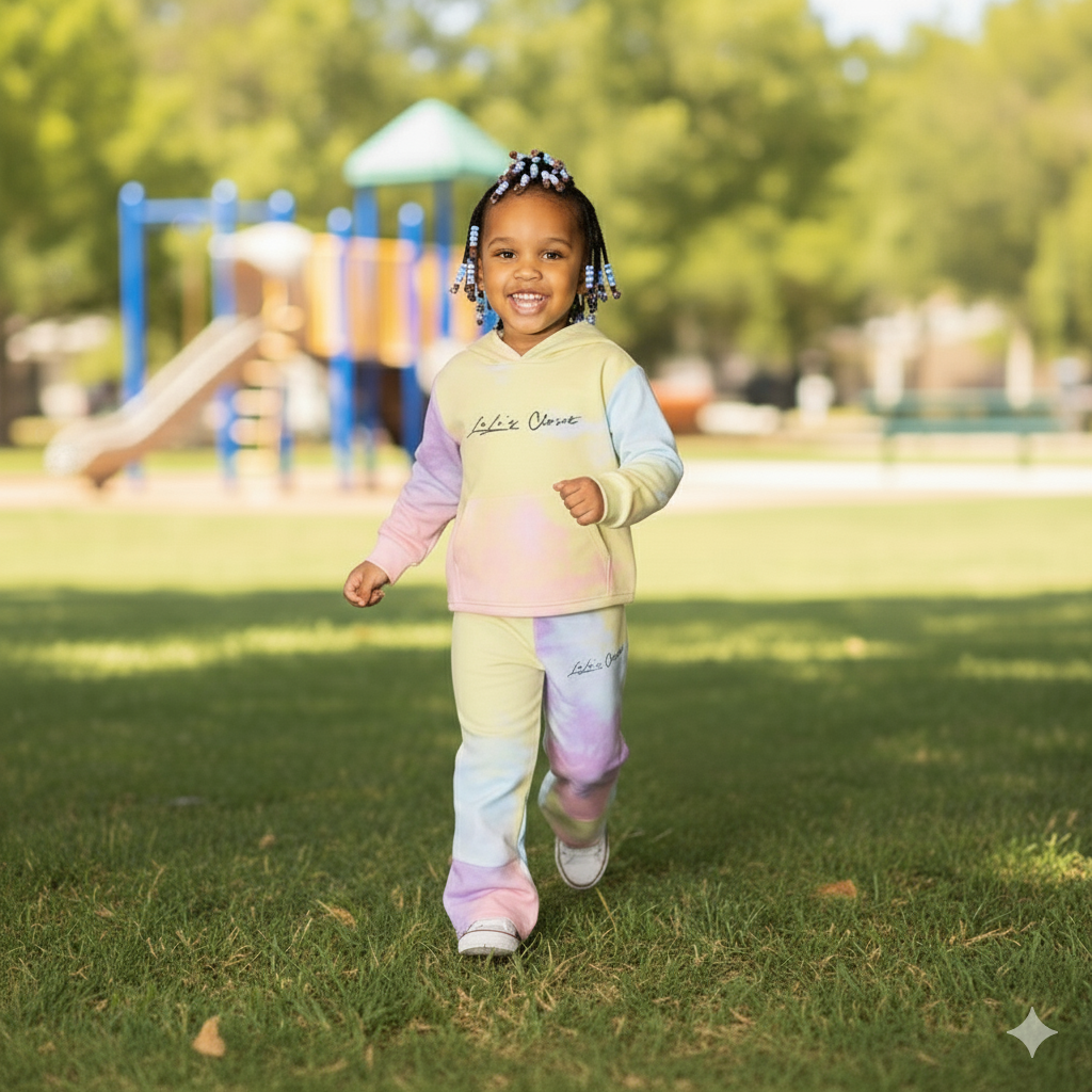 2 piece colorful tye dye hoodie set