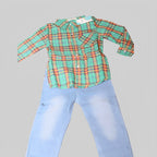 2 piece green plaid top and bottom set image 0